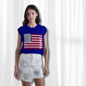 White Fireworks Jean Skirt